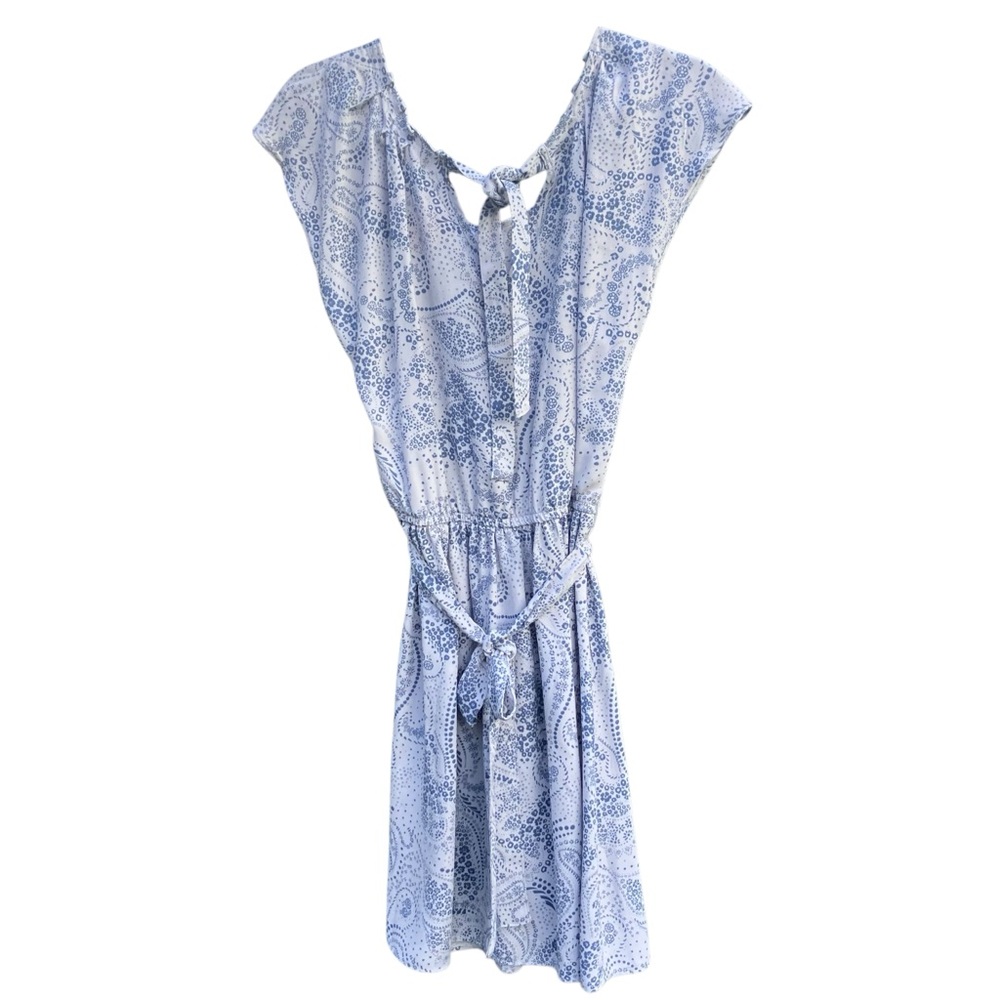 LC Lauren Conrad Women's Blue White Paisley Midi Dress Size M Boho Summer Vibe